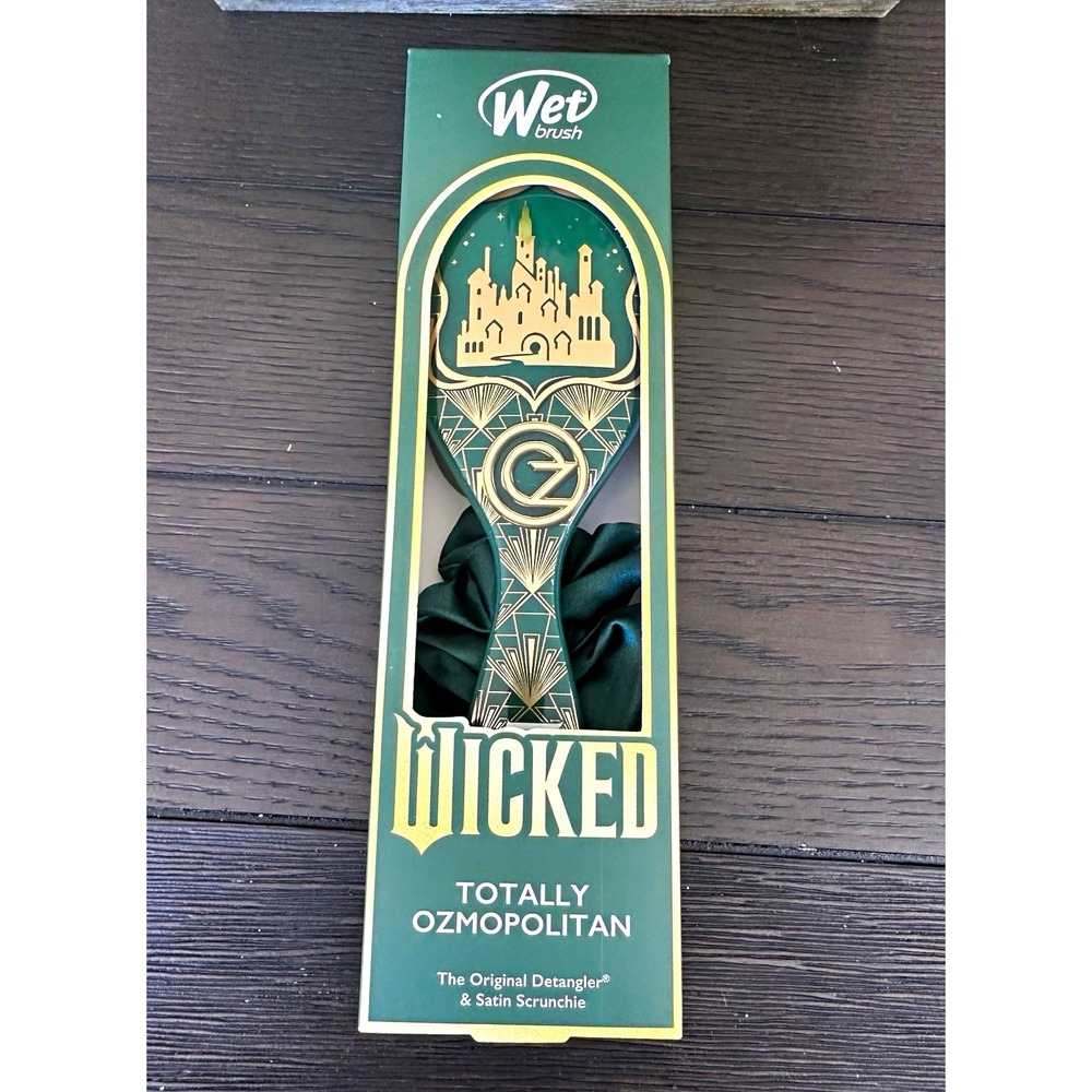 Wet Brush Wicked Emerald City Ozmopolitan Detangler Brush + satin scrunchie NIB